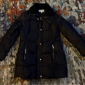 Michael Kors Black Puffer Jacket with Silver Details